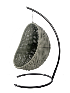 Кресло плетеное подвесное DW Cocoon сталь, искусственный ротанг, полиэстер серый Фото 7