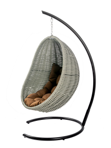 Кресло плетеное подвесное DW Cocoon сталь, искусственный ротанг, полиэстер серый Фото 8