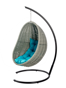 Кресло плетеное подвесное DW Cocoon сталь, искусственный ротанг, полиэстер серый Фото 6