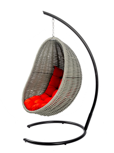 Кресло плетеное подвесное DW Cocoon сталь, искусственный ротанг, полиэстер серый Фото 11