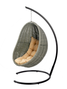 Кресло плетеное подвесное DW Cocoon сталь, искусственный ротанг, полиэстер серый Фото 13