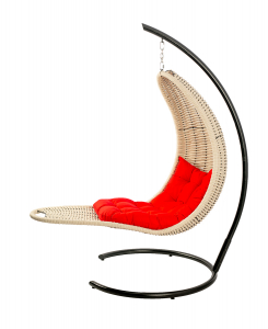 Кресло плетеное подвесное DW Chaise Lounge  сталь, искусственный ротанг, полиэстер белый Фото 14