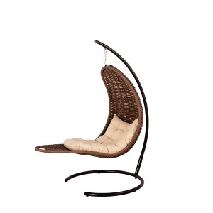 Кресло плетеное подвесное DW Chaise Lounge  сталь, искусственный ротанг, полиэстер коричневый Фото 9