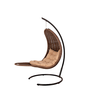 Кресло плетеное подвесное DW Chaise Lounge  сталь, искусственный ротанг, полиэстер коричневый Фото 11