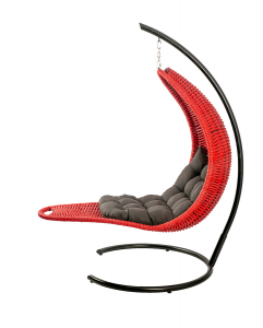 Кресло плетеное подвесное DW Chaise Lounge  сталь, искусственный ротанг, полиэстер красный Фото 8