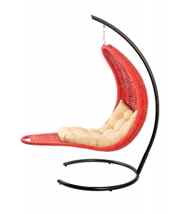 Кресло плетеное подвесное DW Chaise Lounge  сталь, искусственный ротанг, полиэстер красный Фото 6