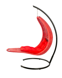 Кресло плетеное подвесное DW Chaise Lounge  сталь, искусственный ротанг, полиэстер красный Фото 9