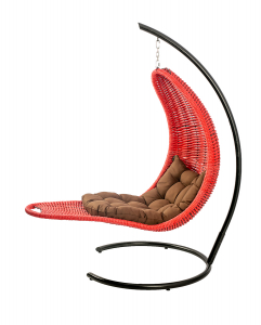 Кресло плетеное подвесное DW Chaise Lounge  сталь, искусственный ротанг, полиэстер красный Фото 10