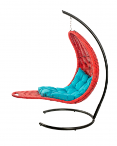 Кресло плетеное подвесное DW Chaise Lounge  сталь, искусственный ротанг, полиэстер красный Фото 11