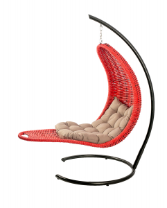 Кресло плетеное подвесное DW Chaise Lounge  сталь, искусственный ротанг, полиэстер красный Фото 12