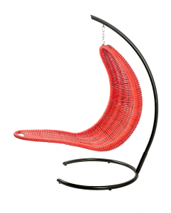 Кресло плетеное подвесное DW Chaise Lounge  сталь, искусственный ротанг, полиэстер красный Фото 7