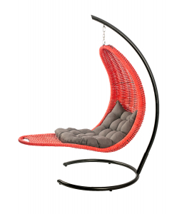 Кресло плетеное подвесное DW Chaise Lounge  сталь, искусственный ротанг, полиэстер красный Фото 13