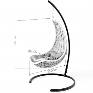Кресло плетеное подвесное DW Hammock сталь, искусственный ротанг, полиэстер песочный Фото 2