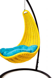 Кресло плетеное подвесное DW Hammock сталь, искусственный ротанг, полиэстер желтый Фото 8