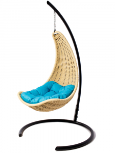 Кресло плетеное подвесное DW Hammock сталь, искусственный ротанг, полиэстер песочный Фото 5