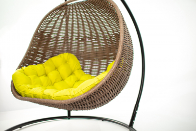 Кресло плетеное подвесное DW Cocoon Twin сталь, искусственный ротанг, полиэстер коричневый Фото 13