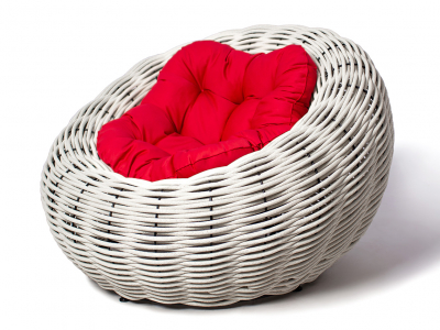 Кресло плетеное с подушкой DW Nest сталь, искусственный ротанг, полиэстер белый Фото 7