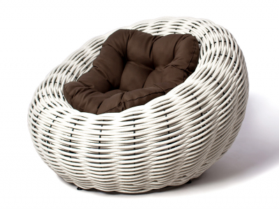 Кресло плетеное с подушкой DW Nest сталь, искусственный ротанг, полиэстер белый Фото 9