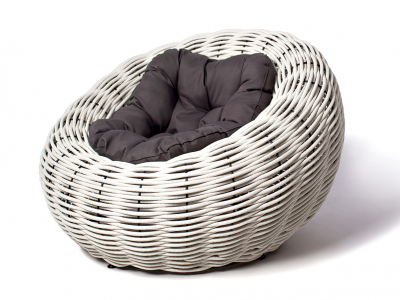 Кресло плетеное с подушкой DW Nest сталь, искусственный ротанг, полиэстер белый Фото 8