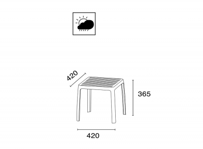 Столик пластиковый для шезлонга PAPATYA Wave Side Table стеклопластик тортора Фото 2