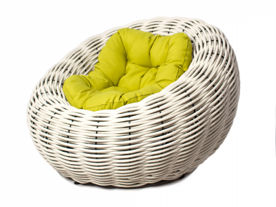 Кресло плетеное с подушкой DW Nest сталь, искусственный ротанг, полиэстер белый Фото 6