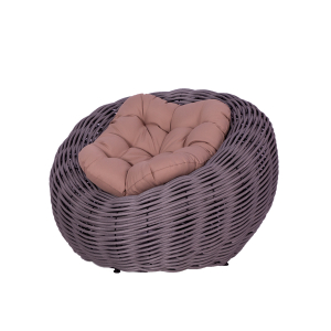 Кресло плетеное с подушкой DW Nest сталь, искусственный ротанг, полиэстер серый Фото 9
