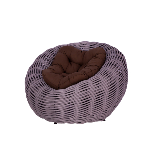 Кресло плетеное с подушкой DW Nest сталь, искусственный ротанг, полиэстер серый Фото 11