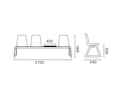 Система сидений на 3 места и столик PAPATYA X-Treme Bench сталь, поликарбонат Фото 2