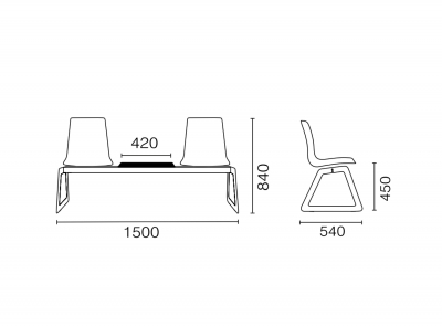 Система сидений на 2 места и столик PAPATYA X-Treme Bench сталь, поликарбонат Фото 2