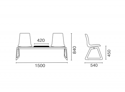 Система с двумя сиденьями и столиком PAPATYA X-Treme Bench сталь, поликарбонат Фото 2
