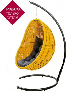 Кресло плетеное подвесное DW Cocoon сталь, искусственный ротанг, полиэстер желтый Фото 14