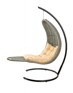 Кресло плетеное подвесное DW Chaise Lounge  сталь, искусственный ротанг, полиэстер серый Фото 8