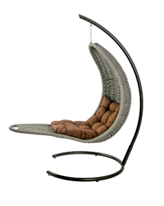 Кресло плетеное подвесное DW Chaise Lounge  сталь, искусственный ротанг, полиэстер серый Фото 11