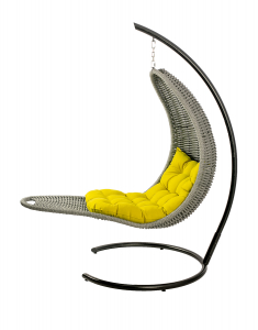 Кресло плетеное подвесное DW Chaise Lounge  сталь, искусственный ротанг, полиэстер серый Фото 12