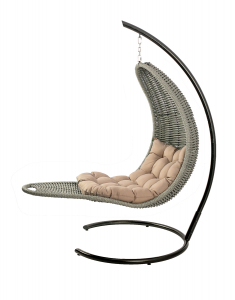 Кресло плетеное подвесное DW Chaise Lounge  сталь, искусственный ротанг, полиэстер серый Фото 13