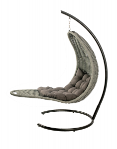 Кресло плетеное подвесное DW Chaise Lounge  сталь, искусственный ротанг, полиэстер серый Фото 6
