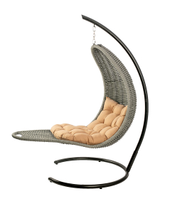 Кресло плетеное подвесное DW Chaise Lounge  сталь, искусственный ротанг, полиэстер серый Фото 14