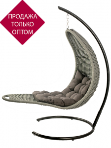 Кресло плетеное подвесное DW Chaise Lounge  сталь, искусственный ротанг, полиэстер серый Фото 1