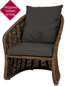 Кресло плетеное с подушкой DW Nova сталь, искусственный ротанг, полиэстер коричневый Фото 1