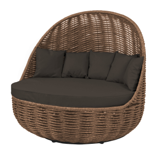 Лаунж-диван плетеный DW Grand Nest сталь, искусственный ротанг, ткань коричневый Фото 7