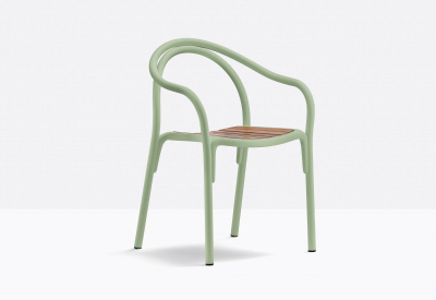 Кресло металлическое PEDRALI Soul Outdoor алюминий, тик зеленый, натуральный Фото 4
