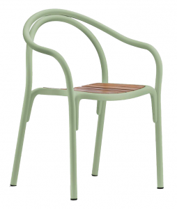 Кресло металлическое PEDRALI Soul Outdoor алюминий, тик зеленый, натуральный Фото 1