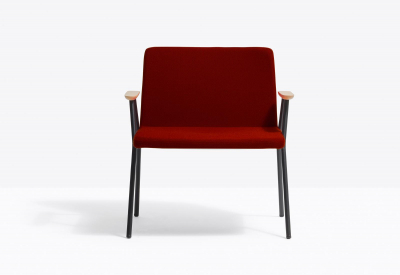 Лаунж-кресло с мягкой обивкой PEDRALI Osaka ясень, сталь, ткань беленый ясень, черный, красный Фото 4