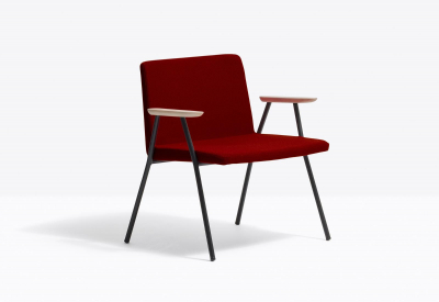 Лаунж-кресло с мягкой обивкой PEDRALI Osaka ясень, сталь, ткань беленый ясень, черный, красный Фото 5