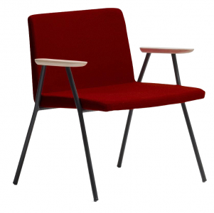 Лаунж-кресло с мягкой обивкой PEDRALI Osaka ясень, сталь, ткань беленый ясень, черный, красный Фото 1