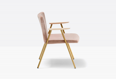 Лаунж-кресло с мягкой обивкой PEDRALI Osaka ясень, сталь, ткань беленый ясень, золостистый, розовый Фото 5