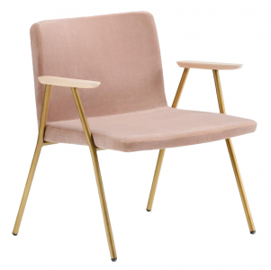 Лаунж-кресло с мягкой обивкой PEDRALI Osaka ясень, сталь, ткань беленый ясень, золостистый, розовый Фото 1