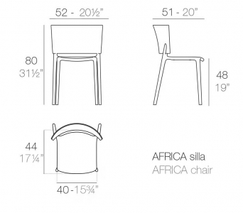 Стул пластиковый Vondom Africa Basic полипропилен, стекловолокно слоновая кость Фото 2