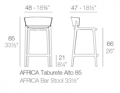 Стул пластиковый полубарный Vondom Africa Basic полипропилен, стекловолокно черный Фото 2