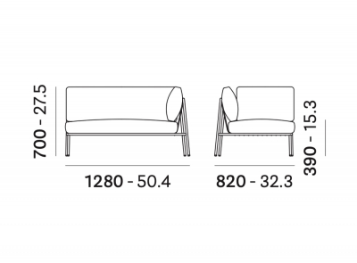 Диван с левым подлокотником PEDRALI Nolita Sofa сталь, ткань Фото 2